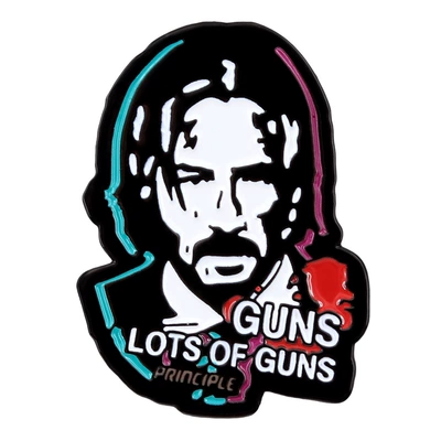 John Wick Protagonist Badge Creative Cartoon Design Enamel Badge Movie Peripheral Fans Collect Souvenirs (Yaxa sancaqları) - black