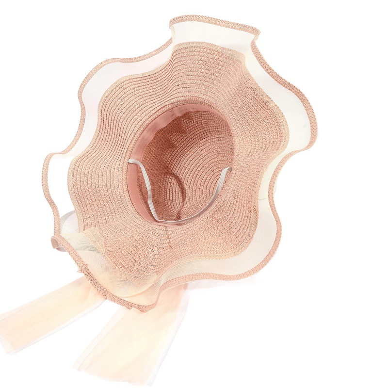 Verano nuevo sombrero de paja de malla de las mujeres sombrero de Sol de sombrero de ala grande playa de las mujeres sombrero de Sol de viaje de moda