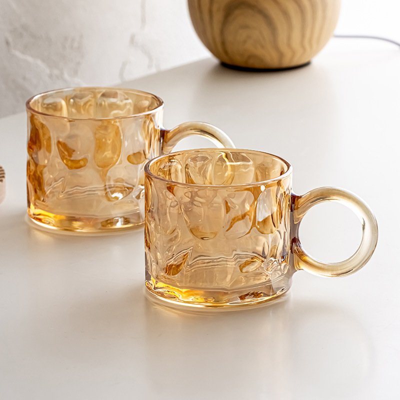 Light luxury glass water cup with handle girls summer high-looking coffee cup juice cup foreign wine slightly tipsy Cup slightly flaw