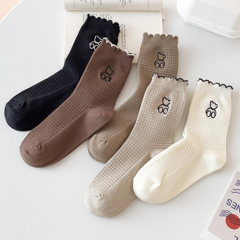 Little Bear Socks Women's Pile Socks Autumn and Winter Ins Trendy Internet Famous Fashionable Outwear Korean Style Cute Girls' Knee-High Socks