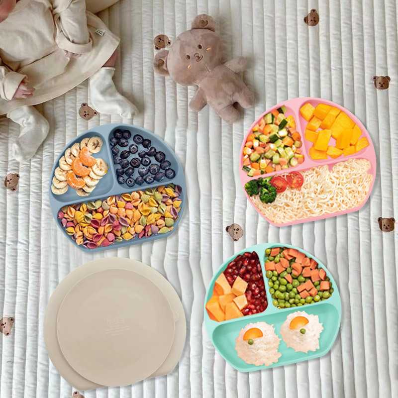 Plato de silicona sonriente para bebés Plato de alimentación infantil Plato de alimentación infantil Plato de alimentación con ventura