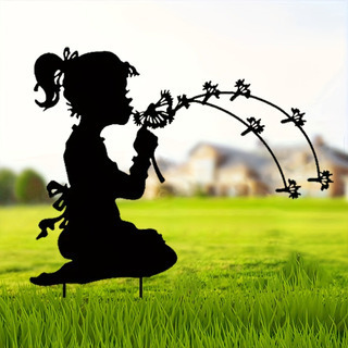 Metal Outdoor Decoration Little Girl Insertion Temu Source Cross-border Independent Station Modern Art Metal Silhouette
