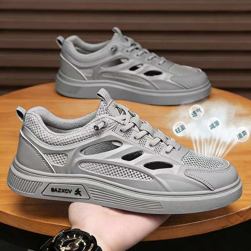 Mesh Shoes, Summer Breathable Hollow Shoes for Men, Cross-Border Foreign Trade Casual Sneakers, Trendy Student White Shoes, Men's Shoes Mesh Shoes, Summer Breathable Hollow Shoes for Men, Cross-Border Foreign Trade Casual Sneakers, Trendy Student White Shoes, Men's Shoes