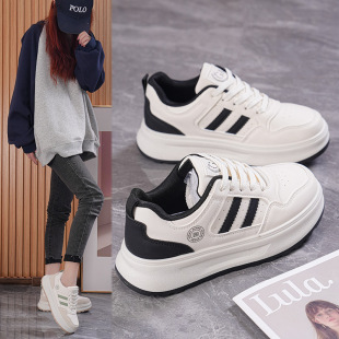 Spring 2025 new white shoes ins Korean version of female students thick-soled heightened sports shoes casual street Q5619