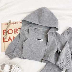 Autumn 3-Piece Girls' Set — Flared Trousers, Hoodie & Tank, Korean‑Western Style