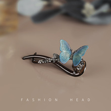 渐变彩色蝴蝶扭扭夹复古超仙后脑勺发夹高级感盘发一字夹气质发饰