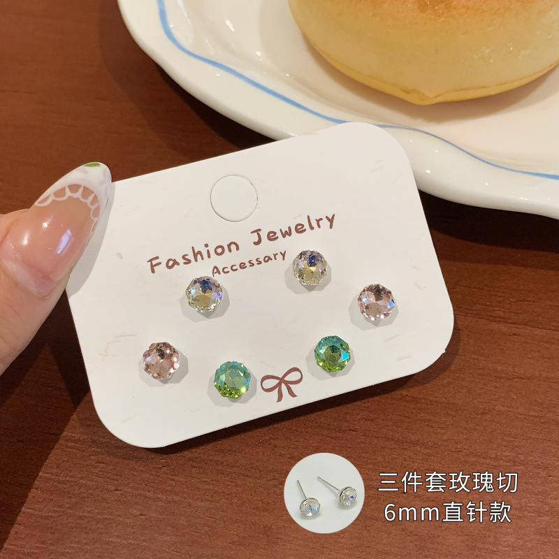 女性用八面ローズイヤーネイル、ミレニアムマルチカット、コンパクトでパーソナライズされたジルコン、絶妙な耳ピアス、Huaziイヤリング|undefined