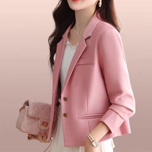 粉色小西装外套女士春秋2025新款时尚气质小个子短款外搭西服上衣