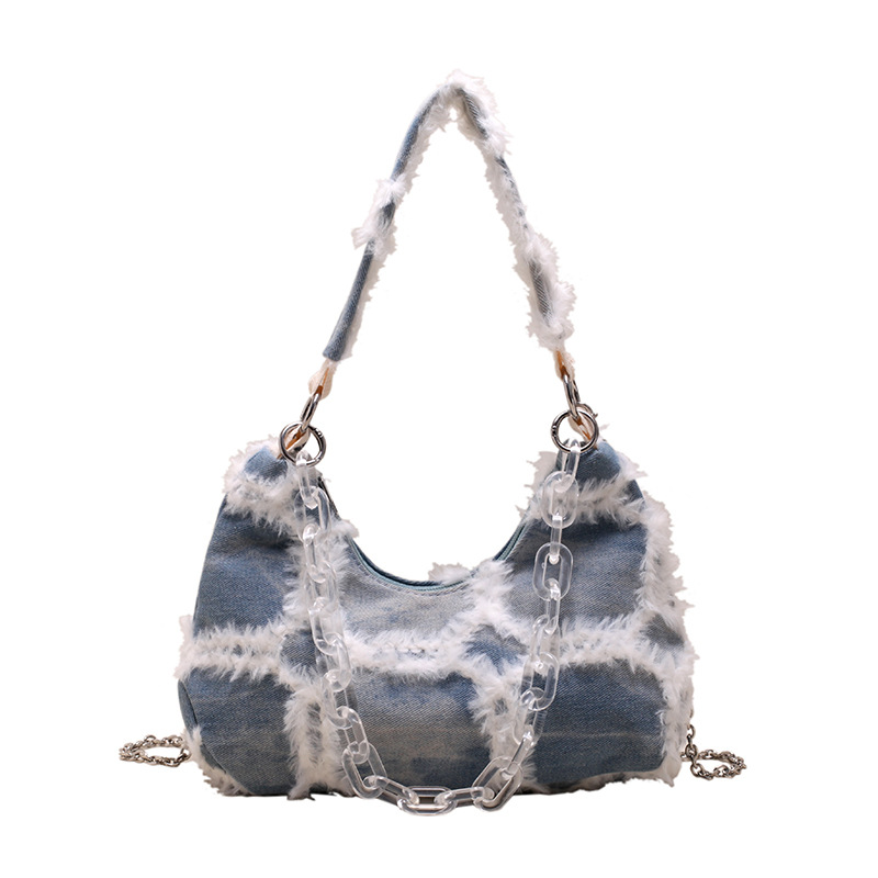 Bolso de cadena de moda de estilo coreano 2023 verano nuevo bolso de hombro de mezclilla de estilo occidental bolsa de mensajero de las mujeres