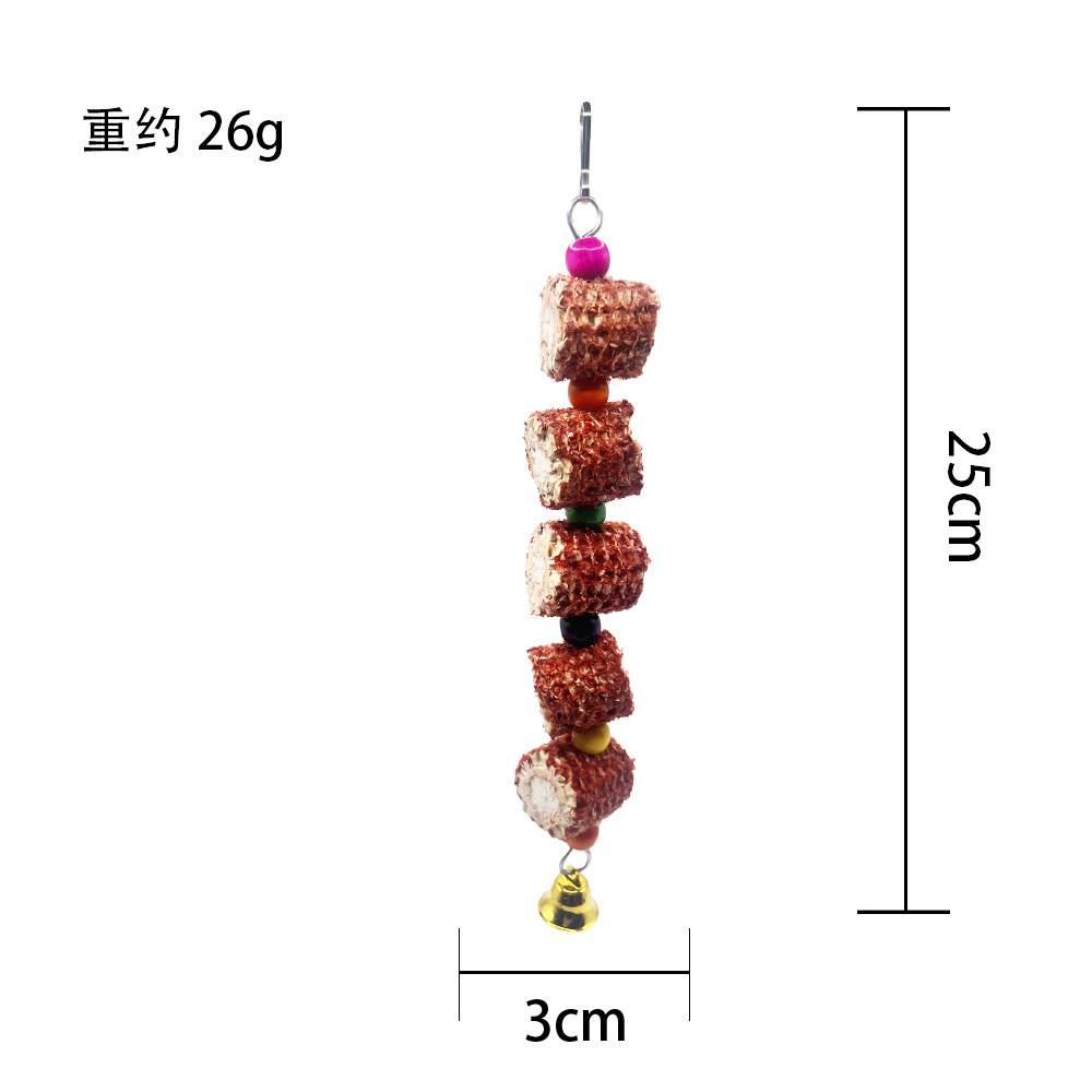 Brocheta de mazorca de maíz hecha a mano natural, loro, juguete, hámster, chinchilla, juguete para morder y aliviar el aburrimiento, accesorios de decoración de jaulas para pájaros