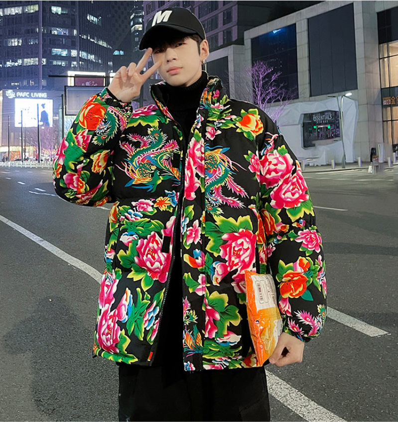 Estilo chino noreste más tamaño chaqueta acolchada de algodón nacional moda pareja suelta abrigo collar casual Moda hombres y mujeres de una sola pieza entrega