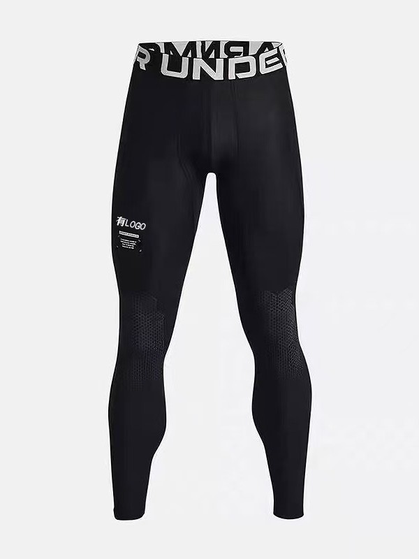 ブランドロゴ現物氷糸弾力運動タイツ男春秋打底ランニングバスケットボール長ズボン九分ズボン|undefined