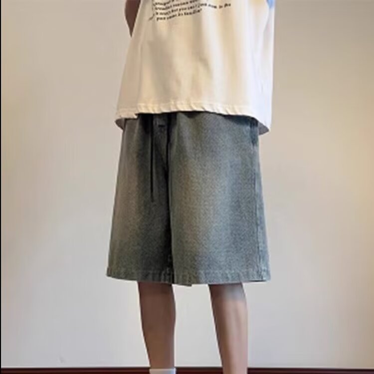 Pantalones cortos de mezclilla con patrón de cielo estrellado Casual 2024 Verano Nuevo estilo Marca de moda Pantalones de calle Pantalones vaqueros de cinco puntos sueltos rectos