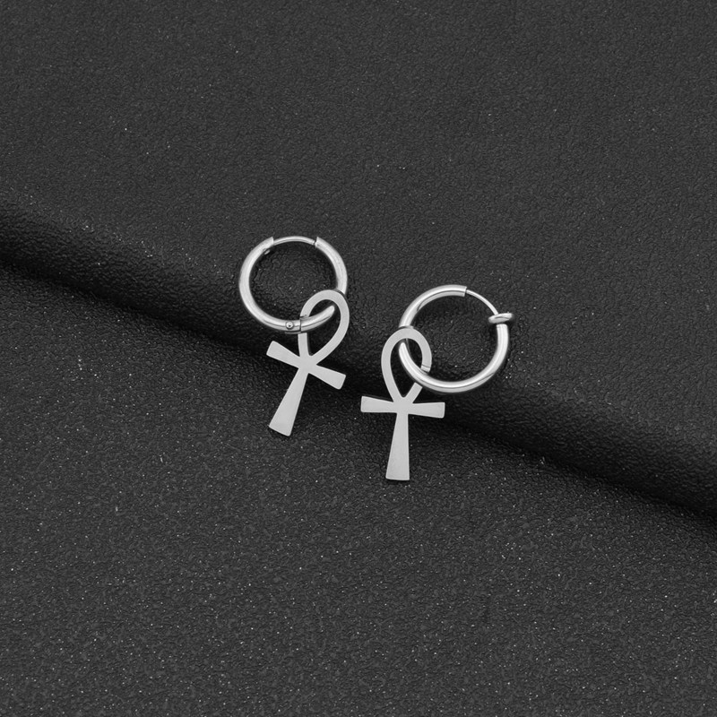 1 Piece Casual Simple Style Cross Polishing Stainless Steel Drop Earrings display picture 9