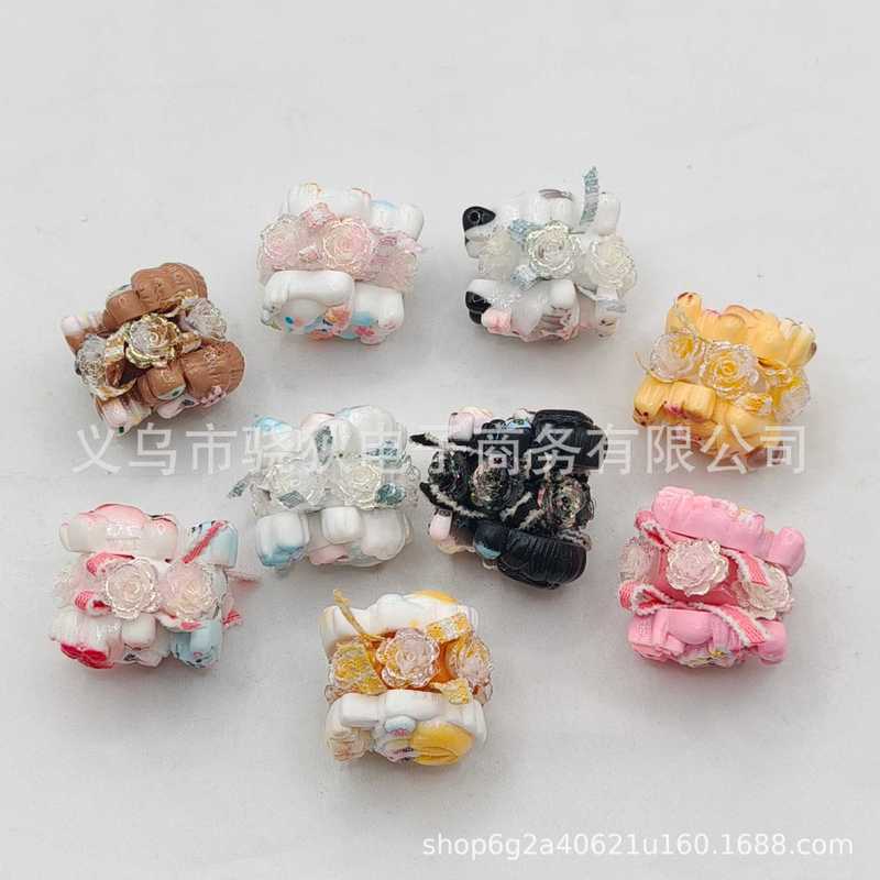 通孔重工卡通双面sp蝴蝶结串珠笔配件手机钥匙链包链手工diy饰品|undefined