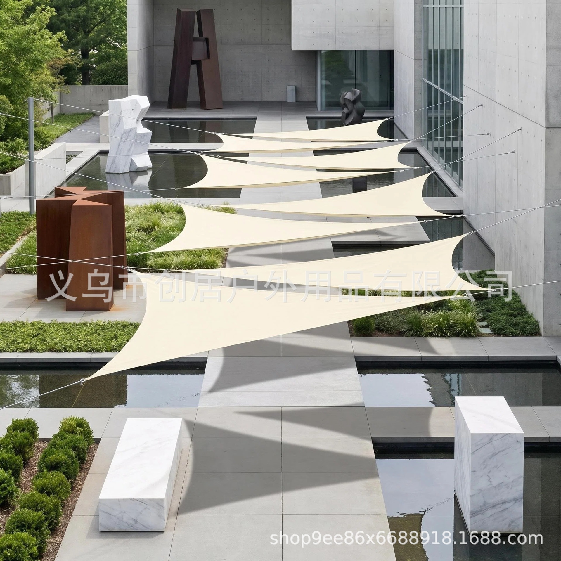 Triangular Sunshade Sail for Landscaping, Four-Corner Commercial Street, Swimming Pool Area, Decorative Canopy, Canvas Sunshade, Landscape Canopy