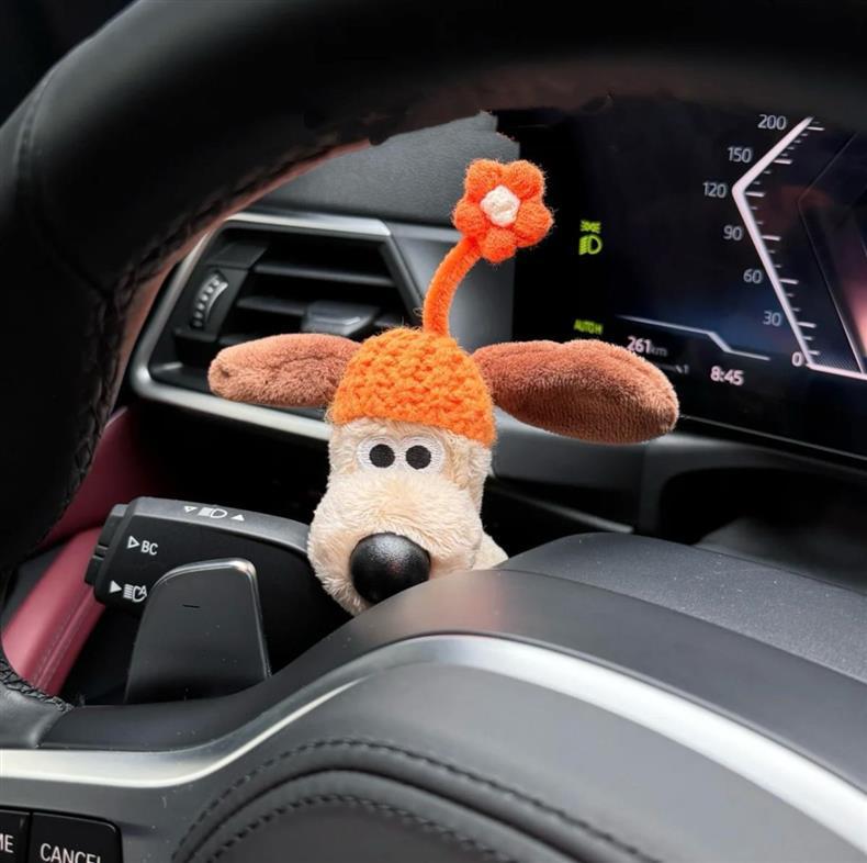 New Style Plush Dog Car Dashboard Decoration, Car Interior Ornament, Car Steering Wheel Light and Wiper Cover