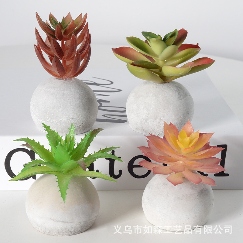 Simulación de bolas de cemento pequeñas bonsai carnosas plantación verde interior plantación de maceta de oficina pequeña decoración de escritorio props de disparo image 5