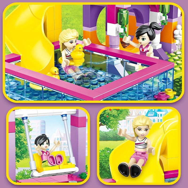 新しい女の子の積み木の夏の遊園地の海浜の別荘はレゴの小さい粒子の益智の組み合わせのおもちゃのプレゼントに対応します。|undefined