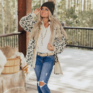 European and American Cross-Border 2025Wish Amazon Independent Station New Fashion Casual Leopard Print Jacket Women's Clothing