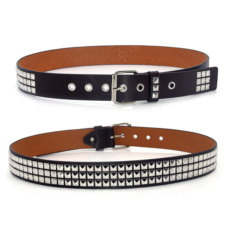 Cinturón de hombres punk europeo y americano cuentas cuadradas pirámide remache Cinturón agarrar cuentas pantalones de hombres y mujeres cinturón transfronterizo