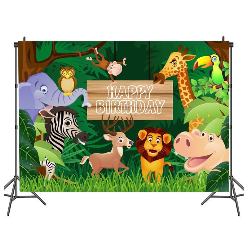 Jungle theme background birthday safari photography background lion Elephant Boy Baby Party banner