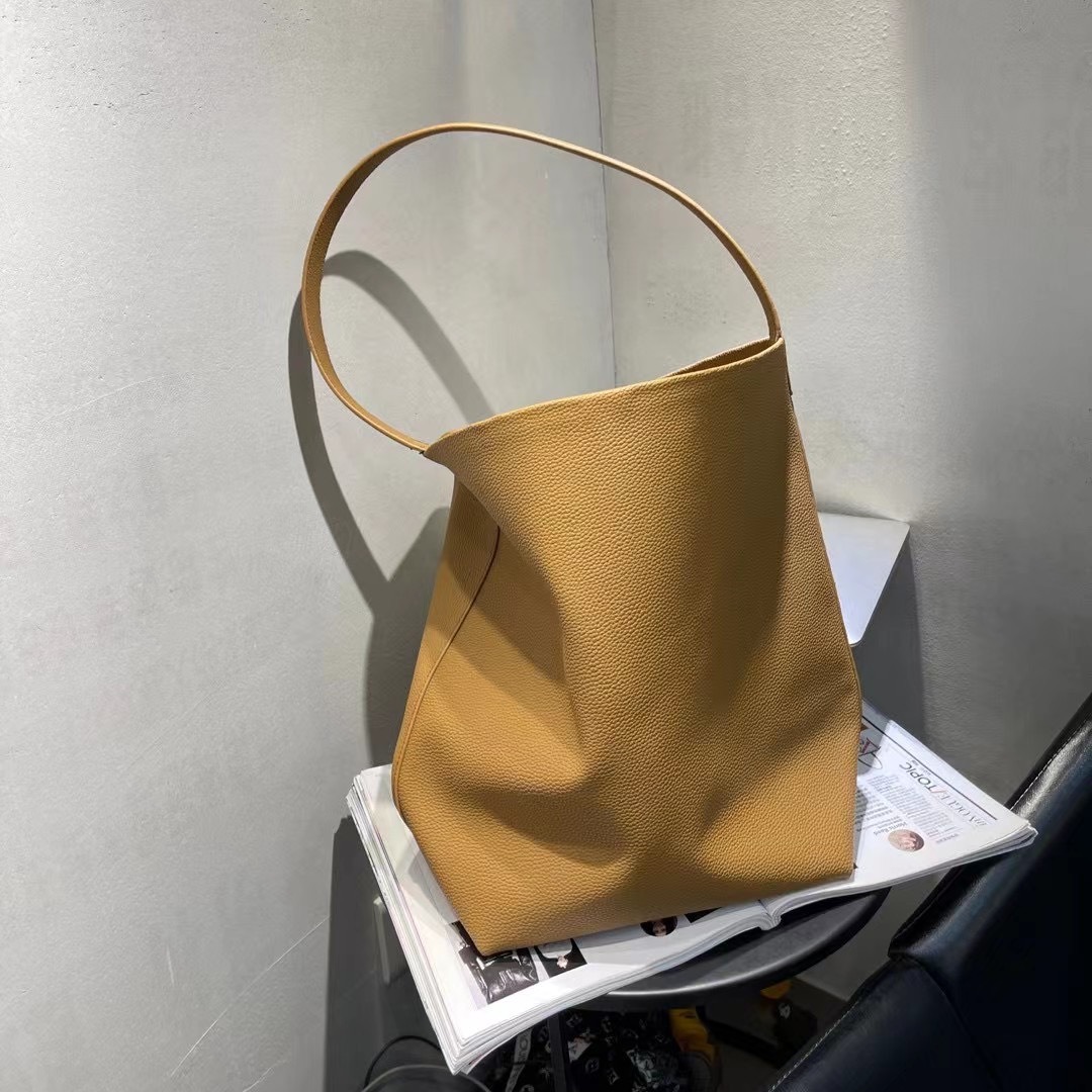 Women's Cowhide Leather Tote Bag, 2026 New Arrival, Single Shoulder Large Capacity Shopping Bag, Casual Lazy Style Shoulder Bag, Commuter Bag - Thumbnail 3
