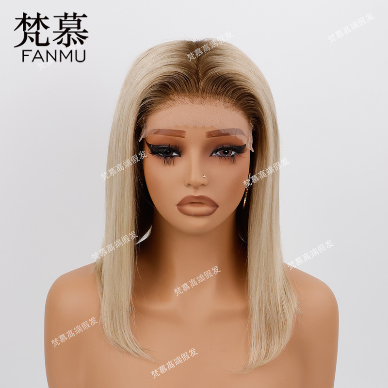 Bob Bob Hot Selling Full Human Lace Wig Ladies Shawl Hair Straight Hair Wig Headgear Half Machine Headgear Wig