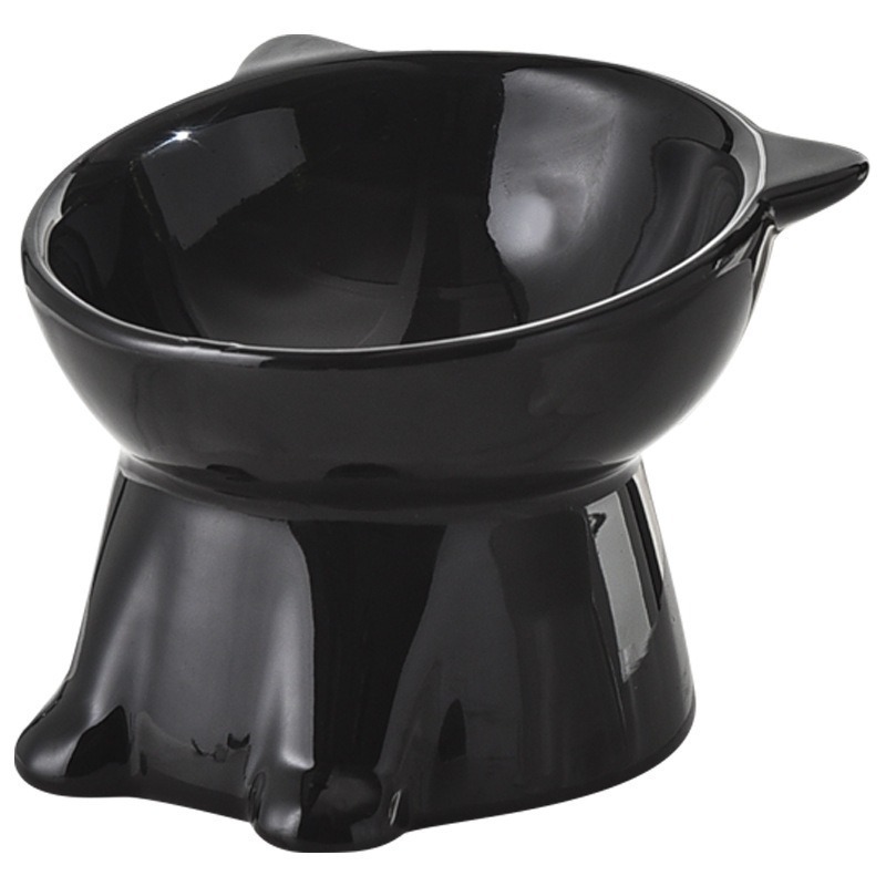 Tazón de comida para gatos simple anti-derroque, tazón de agua potable de plástico con boca inclinada, patas altas para mascotas, grano para perros, tazón para proteger la columna cervical.
