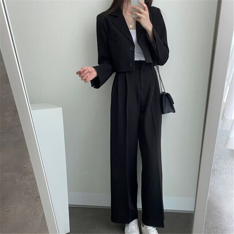 新品2022春夏秋季网红休闲英伦风小西套装女士短款韩版西服上衣详情17