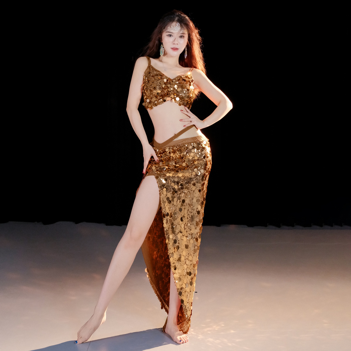 Dancer Original Design Belly Dance Costume Sequined Oriental Dance Solo Drum Set Performance Costume 5051