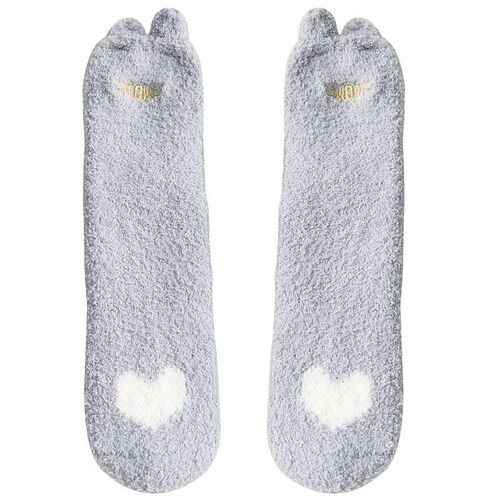 Coral velvet socks for women cartoon mid-tube extra thick warm furry socks for women autumn and winter floor sleeping Japanese confinement socks trendy
