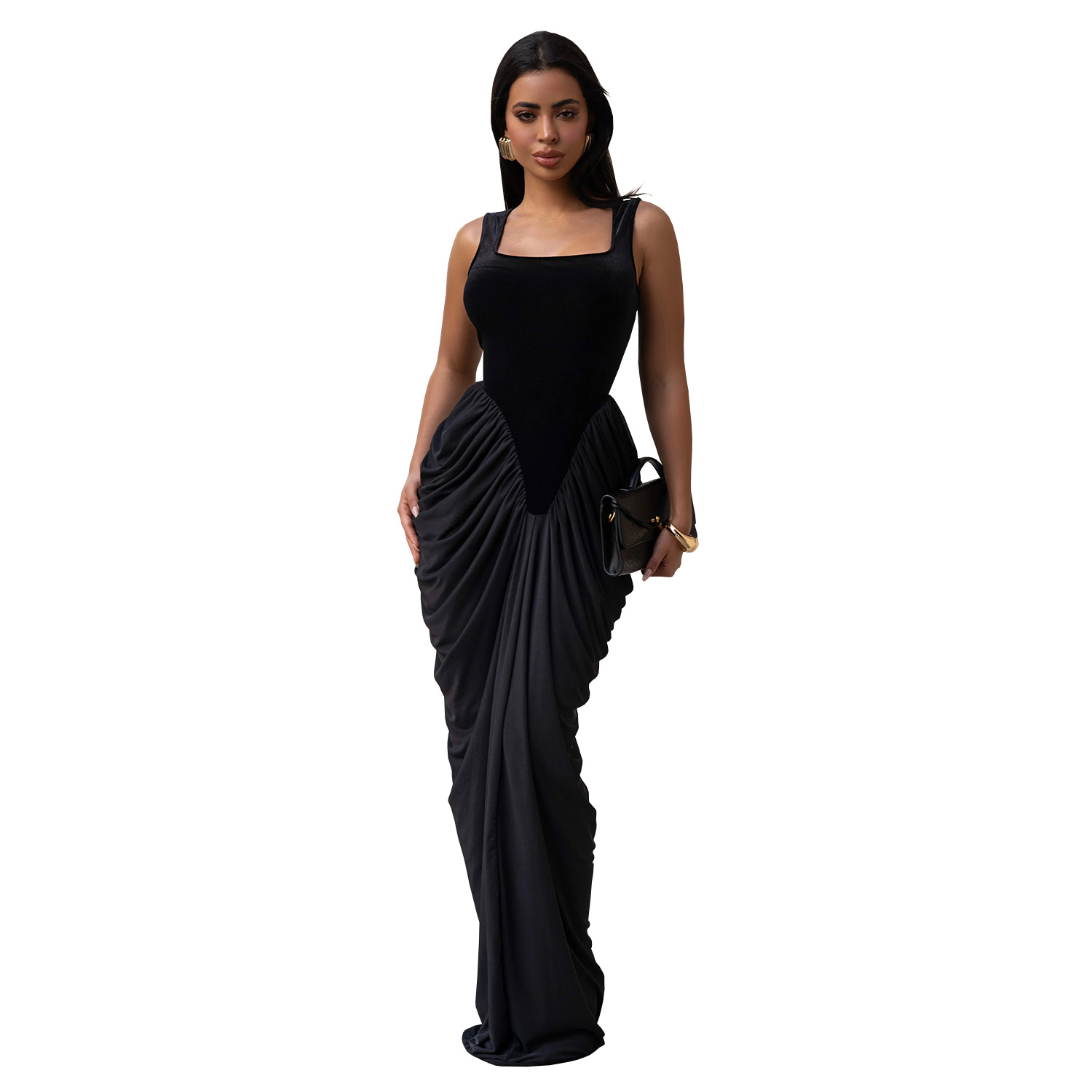 C7582 Aliexpress transfronterizo Amazon Europa y América de moda temperamento de mujer cintura reducida sin mangas vestido de cadera
