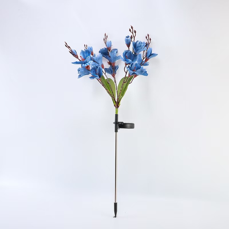 lámpara solar al aire libre villa impermeable simulación magnolia lámpara de suelo jardín jardín paisaje decoración lámpara de césped