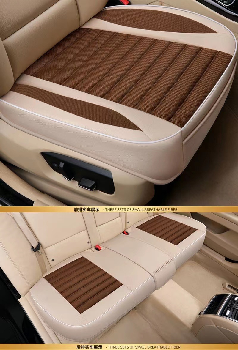 Main and co-pilot spring and summer seat cover single piece single linen without backrest three-piece set four seasons universal car seat cushion