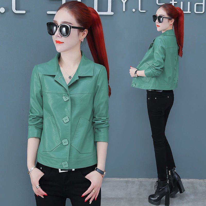 Leather Women's Short 2023 Spring and Autumn New Leather Jacket Small Cotton Thickened Leather Jacket for Women