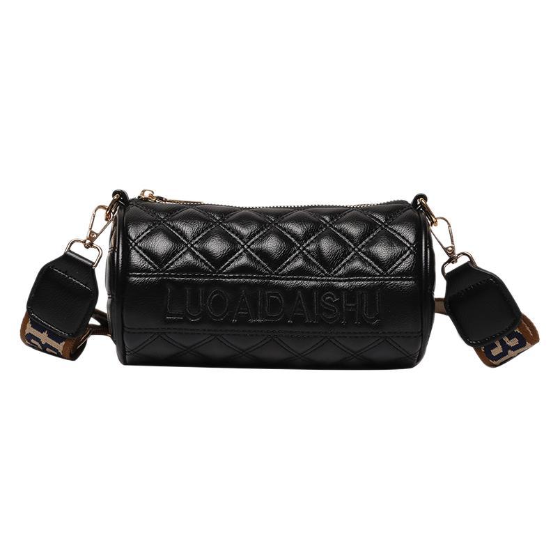 Women's Textured Crossbody Bag With Wide Strap Diamond Pattern_voghion.com