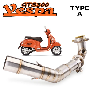 Suitable for Vespa Motorcycle Exhaust Modification Vespa Gts300 Front Section Full Exhaust Pipe Set (Exhaust pipe) - a