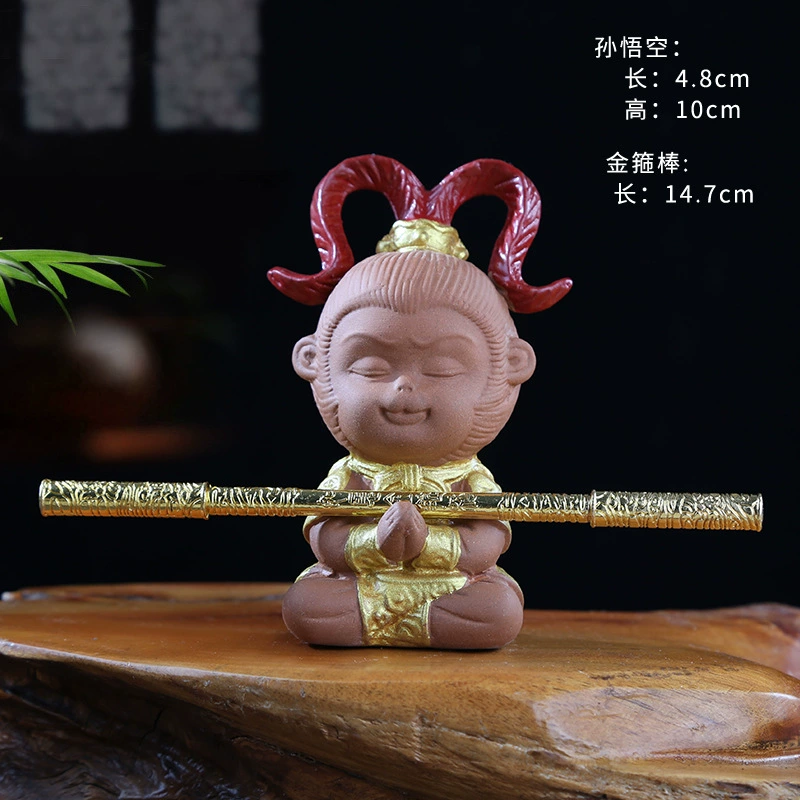 Qitian Dasheng Sun Wukong's ornament fish tank landscaping purple sand tea pets aquatic rockery bonsai car tea pet