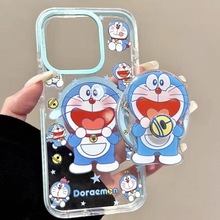 卡通哆啦A梦带磁吸适用苹果16promax手机壳iphone17/15软13/14女