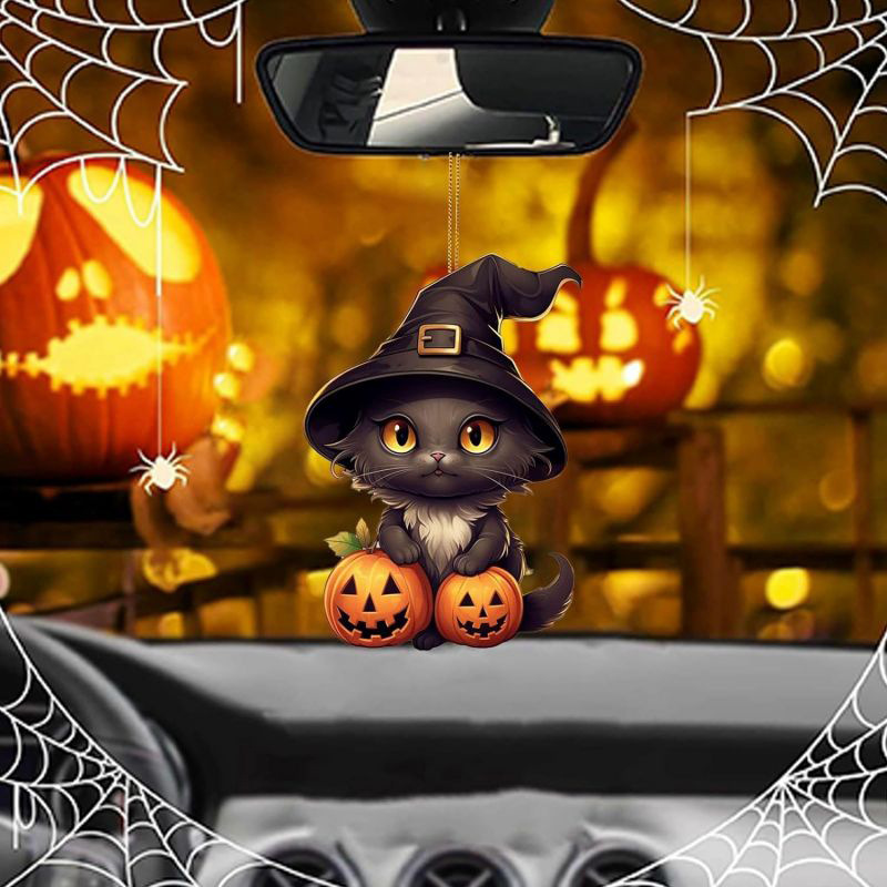 Amazon Halloween decoración de árbol de navidad adorable acrílico gato colgante de decoración de fiestas familiares colgante image 1