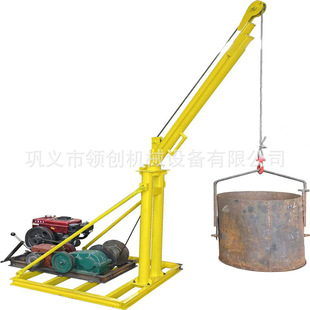 Foreign Electric-Free Cargo Lifting Diesel Crane 1t Gasoline Small Crane Pulling Bamboo Trees Diesel Winch