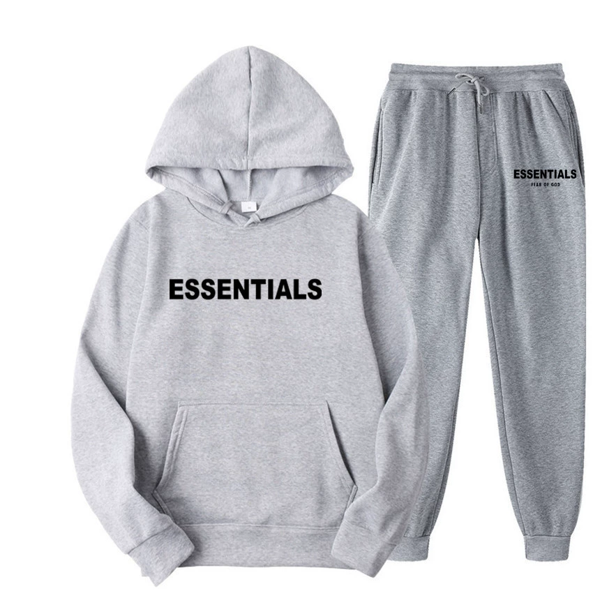 Свитшот-комплект (Fear of God ESSENTIALS) унисекс с двойной линией и бархатной худи & джоггеры, размеры S–XXXL