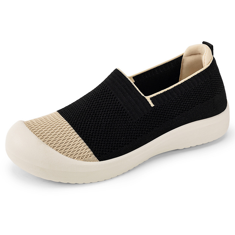 Zapatos de mujer, nuevo estilo, zapatos de tela tejida, zapatos informales de malla transpirable, zapatos individuales cómodos y versátiles, zapatos ligeros de suela blanda para mujer