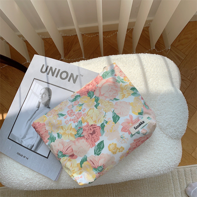 3432 artístico fresco floral bolsa de cosméticos de algodón japonés embrague Portátil Bolsa de almacenamiento bolsa de lápiz labial