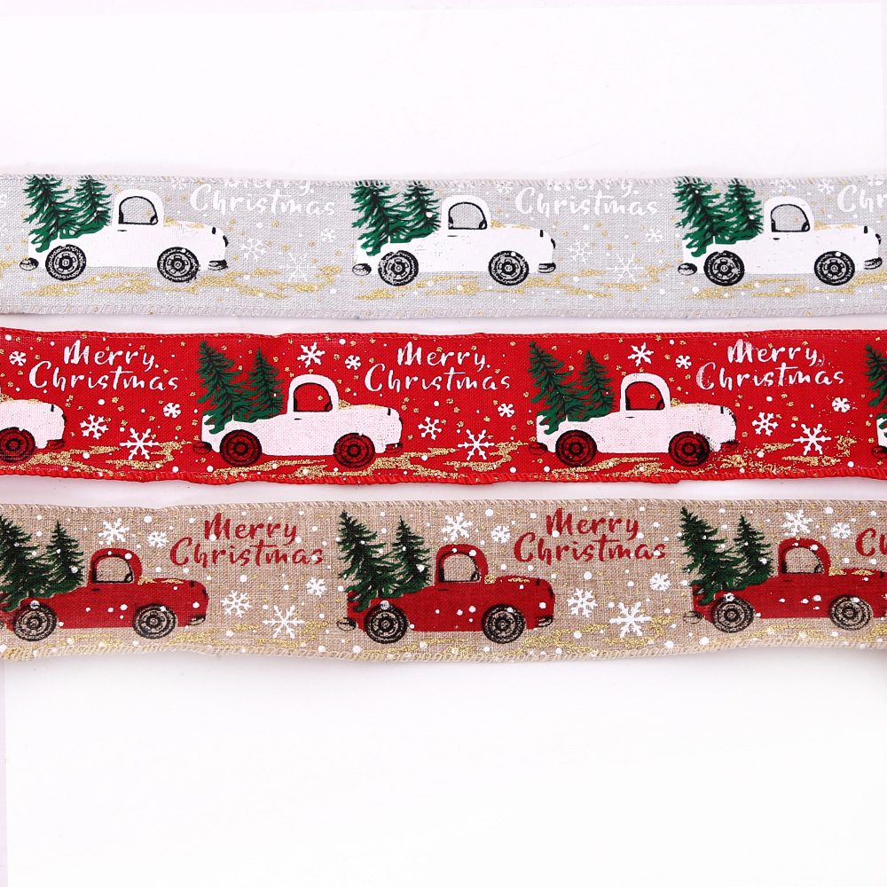 Christmas New Printed Ribbon Christmas 2m Ribbon Christmas Tree Decorative Ribbon Christmas Decorative Color Car Ribbon_voghion.com