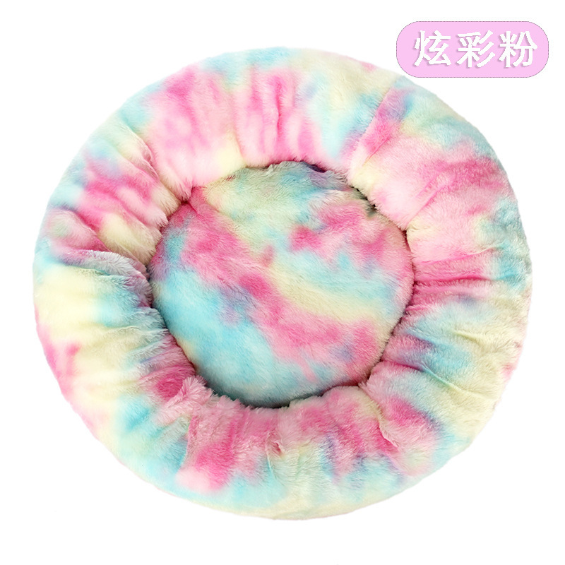 Nido de mascotas de terciopelo largo perrera suave de tamaño pequeño y mediano perro y gato nido estera sueño profundo redondo de piel larga cómoda estera nido cálido