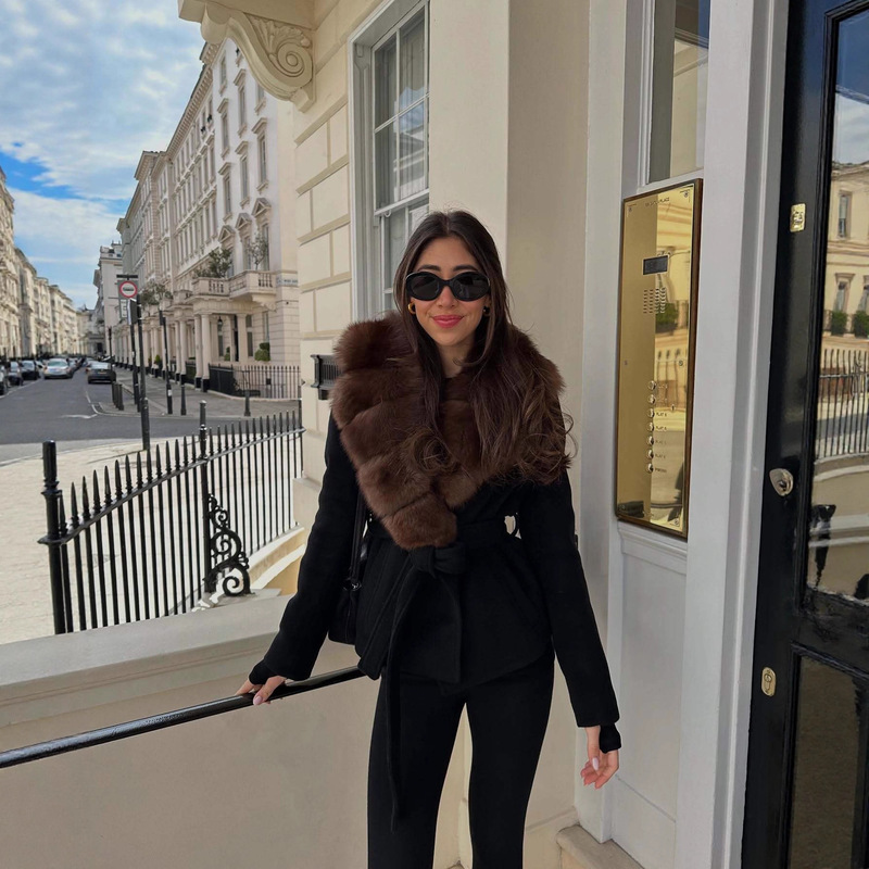 Autumn and Winter Aliexpress Cross-Border Hot-Selling Full Leather Lapel Wool Faux Fur Women's Coat 2025 European and American Mink Fur