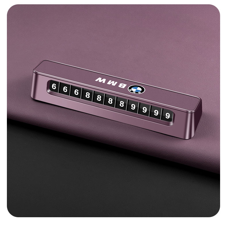 Leather Dual-Number Temporary Parking Number Plate with Phone Number for Moving the Car, High-End Car Interior Sliding Hidden Switchable Number