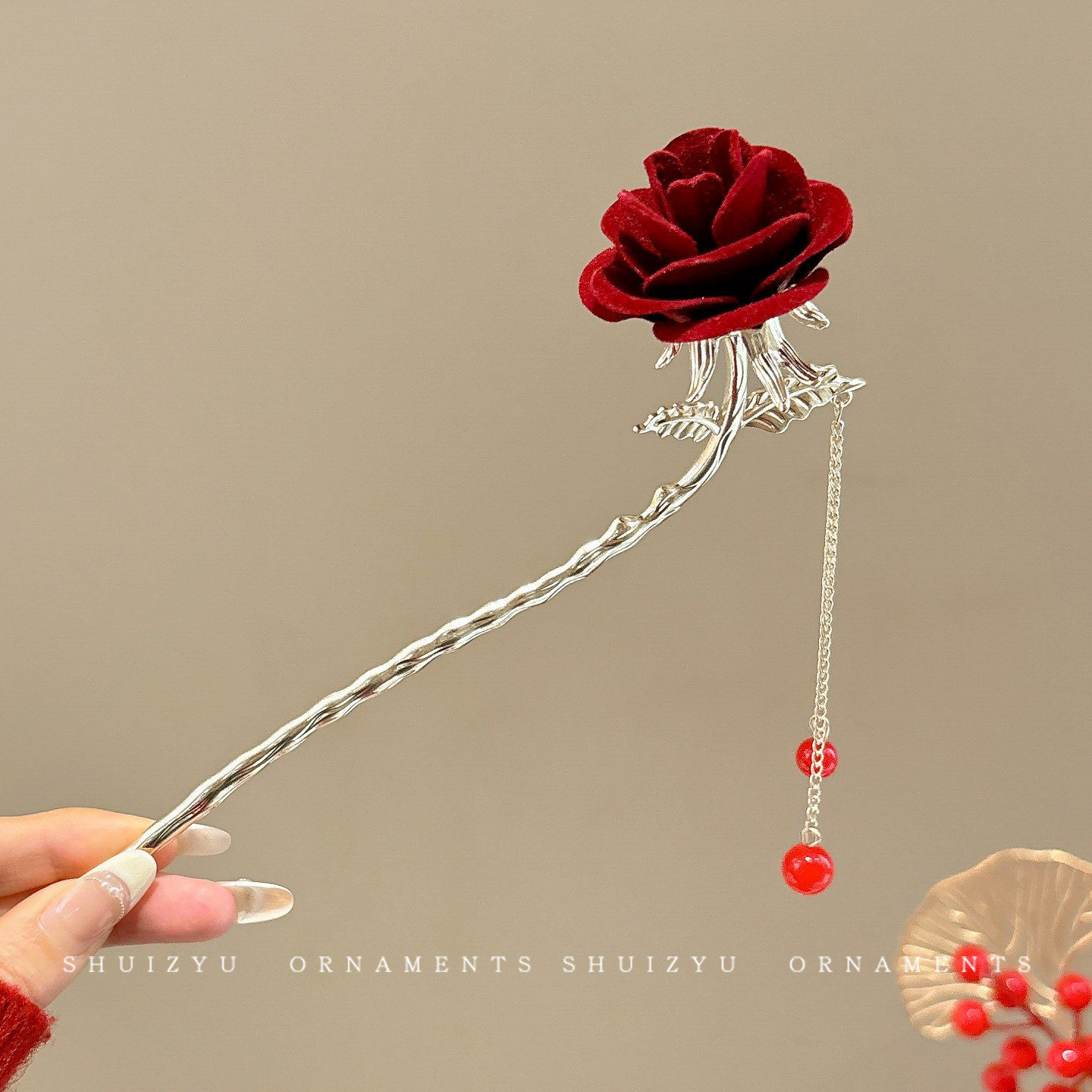 Nueva horquilla de flores de estilo antiguo chino, horquilla de sentido avanzado moderno, horquilla de cabello femenino, horquilla de Hanfu, tocado de horquilla de madera